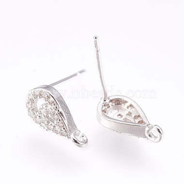 Brass Micro Pave Cubic Zirconia Stud Earring Findings(KK-F753-04P-RS)-2
