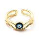 Enamel Evil Eye & Cubic Zirconia Wave Open Cuff Ring(KK-H439-37G)-2