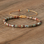 Natural Shoushan Stone Beaded Braided Bracelets, Adjustable Women's Bracelets, Inner Diameter: 16cm, Bead: 4~4.5x2~2.5mm(QH4784-31)