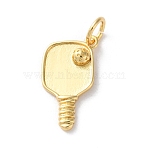 Rack Plating Brass Pendants, Lead Free & Cadmium Free, Long-Lasting Plated, Pickleball Charms, with Jump Ring, Real 18K Gold Plated, 17x9x2.5mm, Hole: 3.5mm(X-KK-Z079-01G)