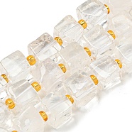 Natural Quartz Crystal Beads Strands, Rock Crystal Cube, with Seed Beads, 6~7x6~7x6~7mm, Hole: 1mm, about 41pcs/strand, 15.35''(39cm)(G-G053-B15-01B)