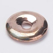Non-Magnetic Synthetic Hematite Pendants, Donut/Pi Disc, Grade A, Rose Gold Plated, Donut Width: 11.5mm, 30x6mm, Hole: 7mm(G-K259-12C)