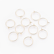 Brass Hoop Earrings, Nickel Free, Golden, 21 Gauge, 23x20mm, Pin: 0.7mm(X-KK-S341-85)