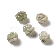 Natural Peace Jade Carved Flower Beads, Rose, 8.5~10x10x10.5mm, Hole: 1mm(G-O156-B-34)
