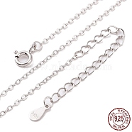 Rhodium Plated 925 Sterling Silver Flat Cable Chain Necklace, with S925 Stamp, for Beadable Necklace Making, Long-Lasting Plated, Platinum, 20.08 inch(51cm)(NJEW-A011-01A-P)