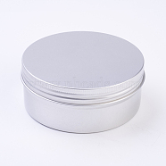 Round Aluminium Tin Cans, Aluminium Jar, Storage Containers for Cosmetic, Candles, Candies, with Screw Top Lid, Platinum, 10.3x4.1cm, Capacity: 250ml(CON-WH0010-02P-250ml)