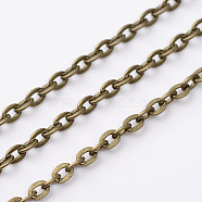Iron Cable Chains, Unwelded, with Spool, Flat Oval, Cadmium Free & Nickel Free & Lead Free, Antique Bronze Color, 3x2.2x0.6mm, about 32.8 Feet(10m)/roll(X-CH-0.6PYSZ-AB)
