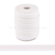 Flat Elastic Cord, with Silicone, Webbing Non-Slip Elastic Ribbon, for Hair Accessories, Clothing, Wedding, with Spool, White, 15mm, about 20yards/roll(18.28m/roll)(OCOR-BC0013-06)