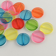 Flat Round Transparent Acrylic Beads, Mixed Color, 25x5mm, Hole: 2mm(X-MACR-R546-26)