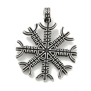 Viking 316 Surgical Stainless Steel Pendants, Helm of Awe Charm, Antique Silver, 42x33.5x8mm, Hole: 5.2mm(STAS-E212-126AS)