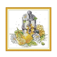 Lantern with Flower Pattern DIY Cross Stitch Beginner Kits, Stamped Cross Stitch Kit, Including 11CT Printed Cotton Fabric, Embroidery Thread & Needles, Instructions, Colorful, Fabric: 480x470x1mm(DIY-NH0003-03A)
