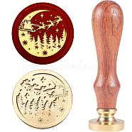 Christmas Theme Wax Seal Stamp Set, Sealing Wax Stamp Solid Brass Head with Wooden Handle, for Envelopes Invitations, Gift Card, Christmas Tree, 83x22mm, Stamps: 25x14.5mm(AJEW-WH0208-965)