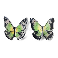 Translucent Resin Cabochons, with Gold Foils, Butterfly, Light Green, 37x40x2mm(CRES-M023-02B)