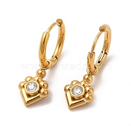 Crystal Rhinestone Rhombus Dangle Stud Earrings, Vacuum Plating 304 Stainless Steel Jewelry for Women, Golden, 26mm, Pin: 0.9mm(EJEW-P219-22G)