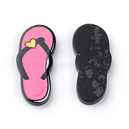 Plastic Cabochons, Flip-Flops/Chancla, Hot Pink, 24x10.5x2.5mm(KY-Q001-331)