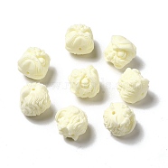 Synthetic Stone Beads, Dancing Lion Head, Beige, 17x16.5x17.5mm, Hole: 1.8mm(G-E186-01B)