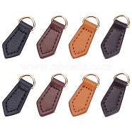 WADORN 8Pcs 4 Colors Genuine Leather Bag Accessories, with Iron D Ring, Bag Replacement Accessories, Light Gold, Mixed Color, 3.85x1.6x0.6cm, Hole: 4x9mm, 2pcs/color(FIND-WR0003-86)