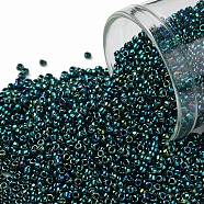 TOHO Round Seed Beads, Japanese Seed Beads, (506) High Metallic June Bug, 15/0, 1.5mm, Hole: 0.7mm, about 3000pcs/10g(X-SEED-TR15-0506)