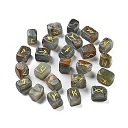 Rectangle Natural Bloodstone Rune Stones, Healing Stones for Chakras Balancing, Crystal Therapy, Meditation, Reiki, Divination, 15~16x11~12x11~11.5mm, 25pcs/set(G-Z059-01L)