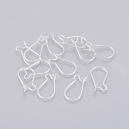 Brass Hoop Earrings Findings Kidney Ear Wires, Silver Color Plated, 18 Gauge, 20x10mm, Pin: 1mm(X-KK-G184-S)