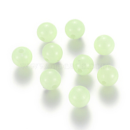 Luminous Acrylic Round Beads, Pale Green, 8mm, Hole: 2mm(X-LACR-R002-8mm-01)