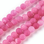 Natural Weathered Agate Beads Strands, Dyed & Heated, Round, Hot Pink, 8mm, Hole: 1.2mm, about 48pcs/strand, 14.37 inch(G-P414-A01)