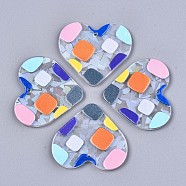 Transparent Clear Acrylic Pendants, 3D Printed, with Film on the Back, Heart with Square Pattern, Colorful, 37x41x2.5mm, Hole: 1.6mm(KY-S163-202)