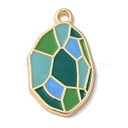 Zinc Alloy Enamel Pendants, Golden, Oval Charm, Green, 29x17x2mm, Hole: 3mm(ENAM-Z013-01C-05)