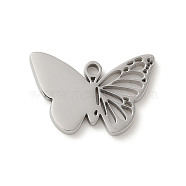 304 Stainless Steel Pendants, Laser Cut, Butterfly Charm, Stainless Steel Color, 12x18x1.5mm, Hole: 1.4mm(STAS-K270-04P)