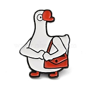Goose Enamel Pins, Black Tone Alloy Brooches for Backpack Clothes, Bag, 28.5x20.5x2mm(JEWB-K016-02B-EB)