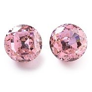 Cubic Zirconia Cabochons, Round, Faceted, Pink, 8x5.5mm(ZIRC-H126-07B)