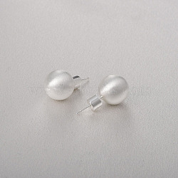 Round Ball Drawbench Brass Ear False Plugs for Women, Silver, 24x12mm(EJEW-G391-24C-S)