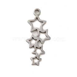 Non-Tarnish 304 Stainless Steel Pendants, Laser Cut, Stainless Steel Color, Star, 21.5x9x1mm, Hole: 1mm(STAS-S123-03P-02)