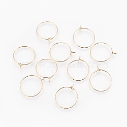Brass Hoop Earrings, Nickel Free, Real 18K Gold Plated, 21 Gauge, 23x20mm, Pin: 0.7mm(X-KK-S341-85)