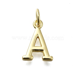 Brass Pendants, With Jump Ring, Long-Lasting Plated, Lead Free & Cadmium Free, Rack Plating, Real 18K Gold Plated, Letter A, 12x9x2mm, Hole: 3mm(KK-K400-51G-A)