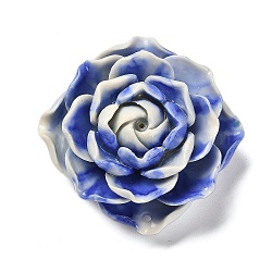 Synthetic Shell Dyed Carved Flower Connector Charms, Royal Blue, 47.5x49x20mm, Hole: 2mm(SHEL-D081-01C)