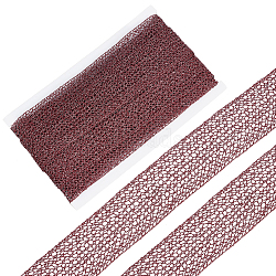 HOBBIESAY 12.5 Yards Sparkle Polyester Mesh Ribbon, Hollow Ribbon, Flat, with 1Pc Thread Bobbins White Cards, Dark Red, 1-3/4 inch(44mm)(OCOR-HY0001-06)