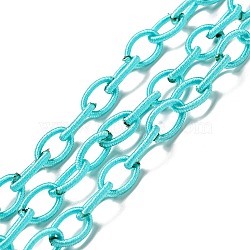 Handmade Nylon Cable Chains Loop, Oval, Light Sky Blue, 8~9x11~13x2mm, about 85cm/strand, 33.5 inch(X-EC-A001-22)