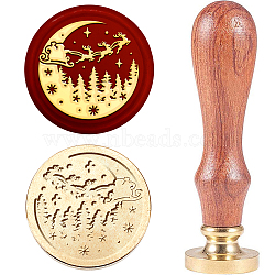 Christmas Theme Wax Seal Stamp Set, Sealing Wax Stamp Solid Brass Head with Wooden Handle, for Envelopes Invitations, Gift Card, Christmas Tree, 83x22mm, Stamps: 25x14.5mm(AJEW-WH0208-965)