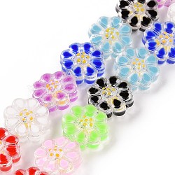 Handmade Lampwork Beads Strands, Flower, Mixed Color, 13.5x6.5mm, Hole: 0.7mm, about 28pcs/strand, 15.12''(38.4cm)(LAMP-E033-02I)