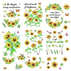 8 Sheets 8 Styles PVC Waterproof Wall Stickers, Self-Adhesive Decals, for Window or Stairway Home Decoration, Rectangle, Sunflower Pattern, 200x145mm, about 1 sheets/style(DIY-WH0345-032)