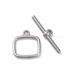 Non-Tarnish 304 Stainless Steel Toggle Clasps, Rectangle, Stainless Steel Color, 16x15x2mm, Hole: 1.8mm, Bar: 6x25x4mm, Hole: 1.6mm(STAS-A092-07P)