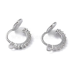 Brass with Cubic Zirconia Cuff Earrings Findings, Rings, Platinum, 18.5x14.5x7.5mm, Hole: 1.2mm(KK-B087-14P)