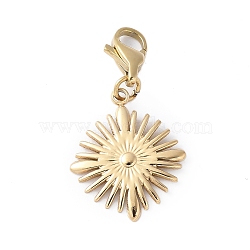 304 Stainless Steel Sun Pendant Decoration, with Lobster Claw Clasps, PVD Vacuum Plating, Real 18K Gold Plated, 28mm(STAS-S165-20G)