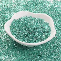 TOHO Japanese Seed Beads, 11/0, Two Cut Hexagon, Transparent Rainbow , (920) Ceylon Light Sea Green, 2x2mm, Hole: 0.6mm, about 44000pcs/pound(SEED-K007-2mm-920)