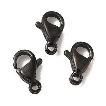 Ion Plating(IP) 304 Stainless Steel Lobster Claw Clasps, Parrot Trigger Clasps, Black, 15x9x4mm, Hole: 2mm