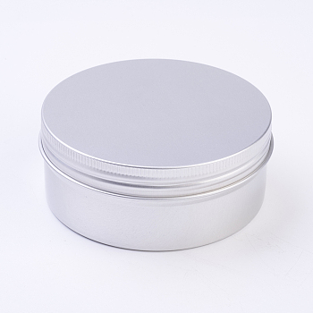 Round Aluminium Tin Cans, Aluminium Jar, Storage Containers for Cosmetic, Candles, Candies, with Screw Top Lid, Platinum, 10.3x4.1cm, Capacity: 250ml