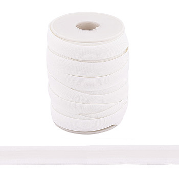 Flat Elastic Cord, with Silicone, Webbing Non-Slip Elastic Ribbon, for Hair Accessories, Clothing, Wedding, with Spool, White, 15mm, about 20yards/roll(18.28m/roll)