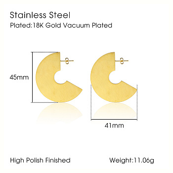 Minimalist Chic Geometric Stainless Steel Stud Earrings for Women, Golden, 45x41mm