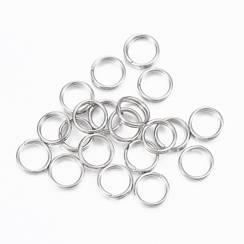 Tarnish Resistant 304 Stainless Steel Split Rings, Double Loops Jump Rings, Stainless Steel Color, 7x1.5mm, about 6mm inner diameter, Single Wire: 0.75mm